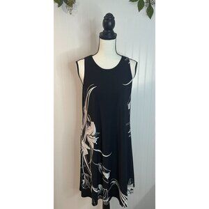 Anne Klein Black & White Floral Sleeveless A-Line Dress Size 8